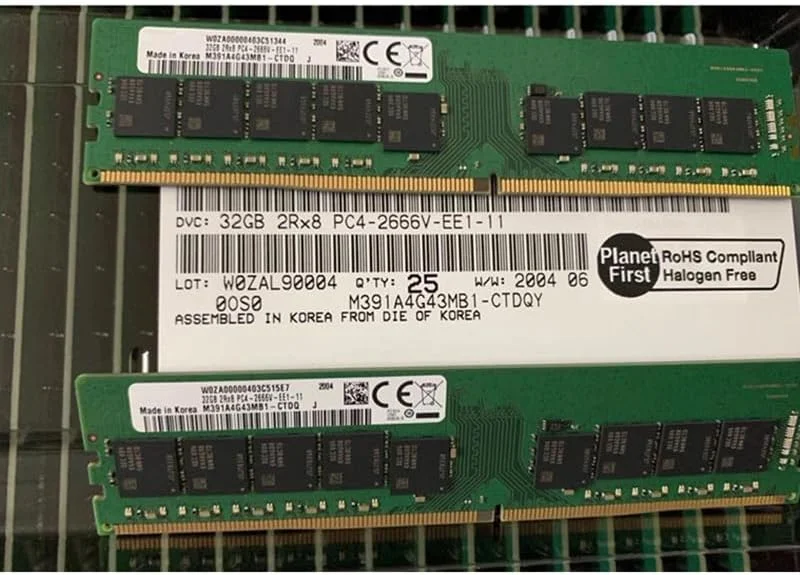 یک عدد رم سرور 32 گیگابایتی DDR4 2RX8 PC4-2666V Pure ECC UDIMM برای سرورهای سامسونگ، تست شده
