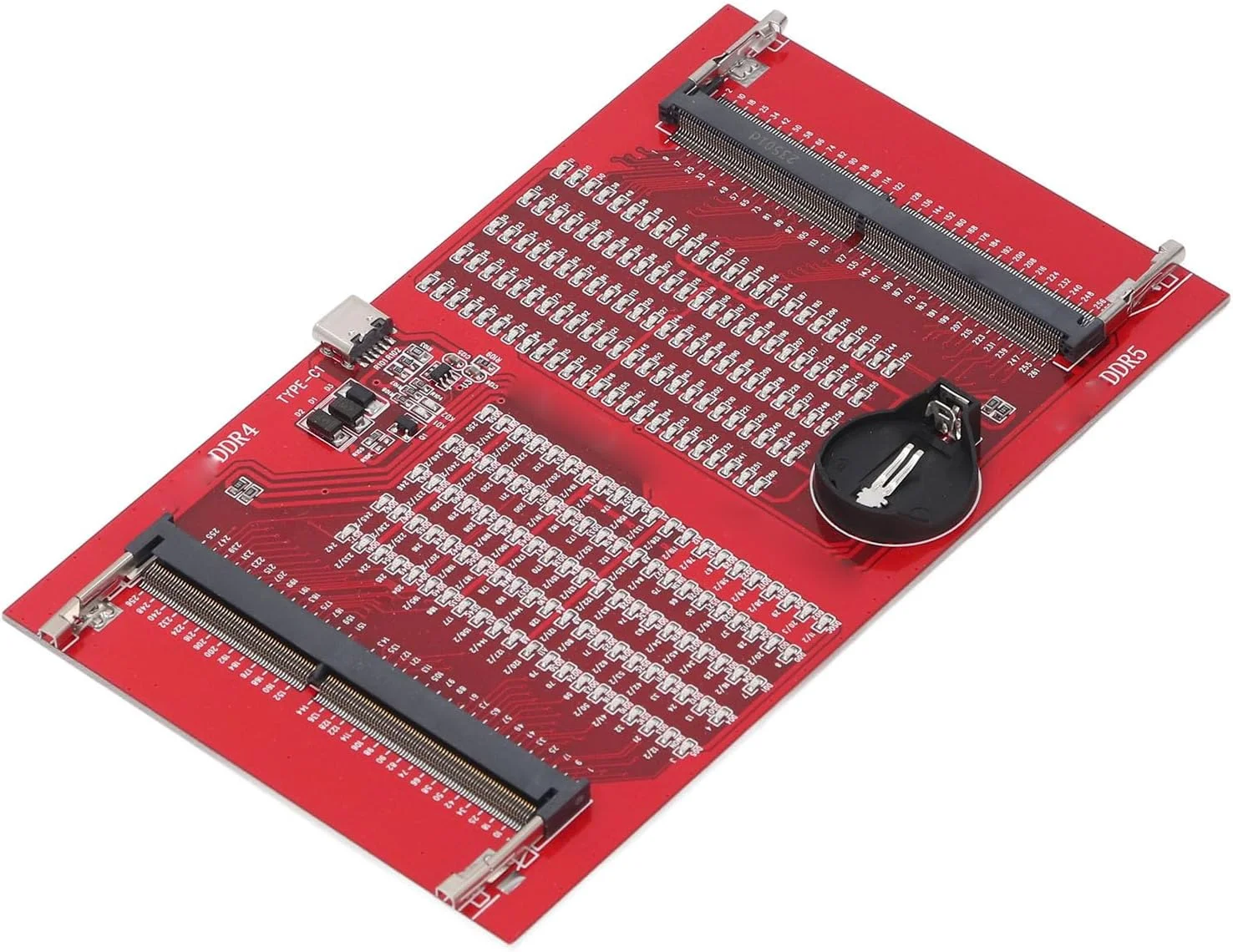 کارت تست اسلات حافظه رم DDR4 DDR5 با نشانگرهای LED برای تعمیر لپ تاپ، کامپیوتر رومیزی و سرور، جنس PCB، ورودی برق دوگانه، تشخیص آسان خطا برای مبتدیان و حرفه ای ها