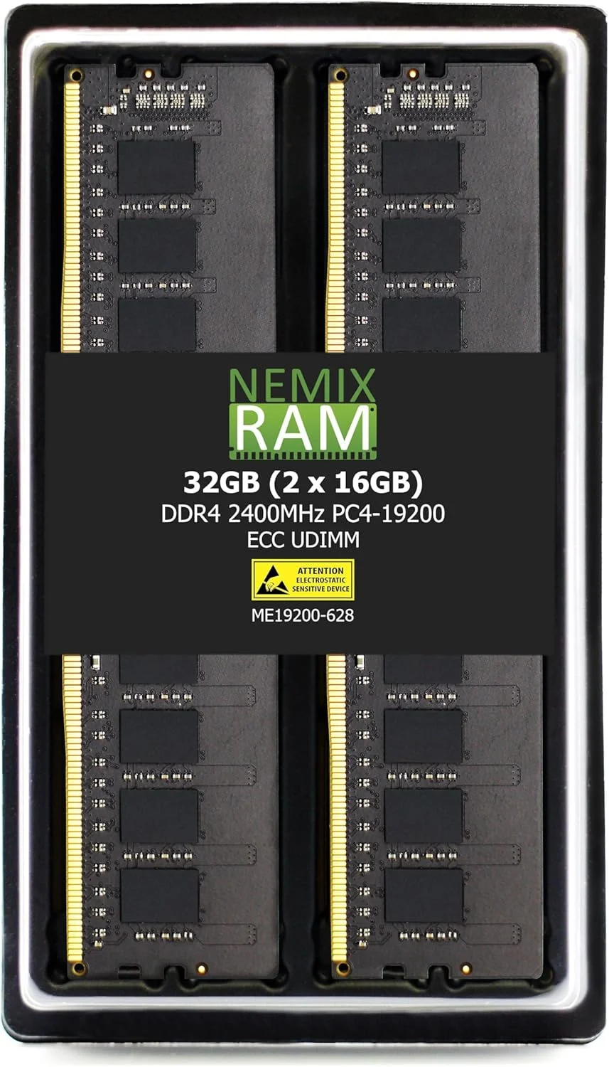 رم ۳۲ گیگابایت NEMIX RAM (دو عدد ۱۶ گیگابایتی) DDR4-2400MHz PC4-19200 ECC UDIMM 2Rx8 1.2V حافظه سرور بدون بافر