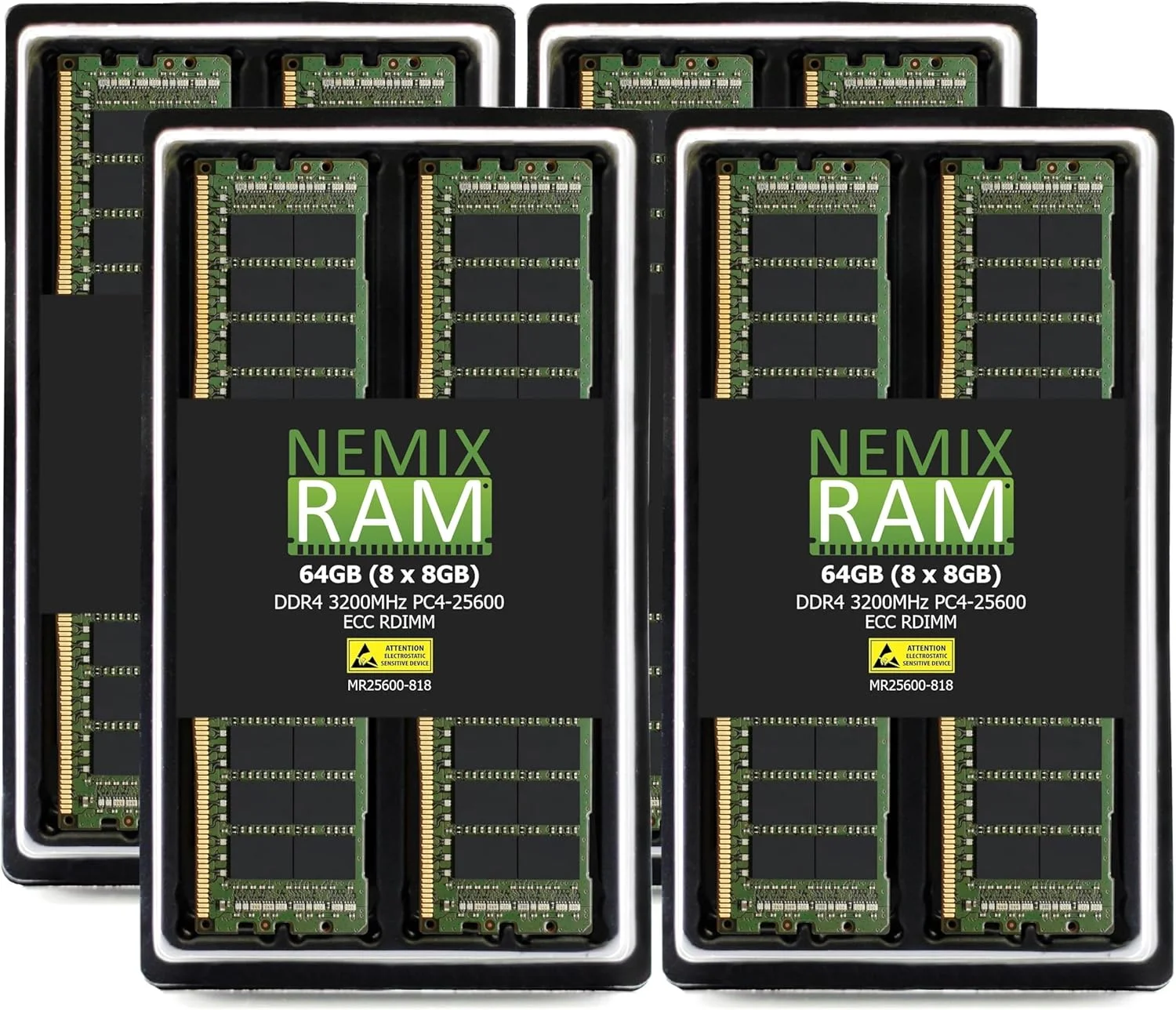 ارتقا حافظه سرور NEMIX RAM با ظرفیت 64 گیگابایت (8 عدد ماژول 8 گیگابایتی) DDR4-3200 PC4-25600 ECC RDIMM Registered برای سرور رکمونت PowerEdge XR11