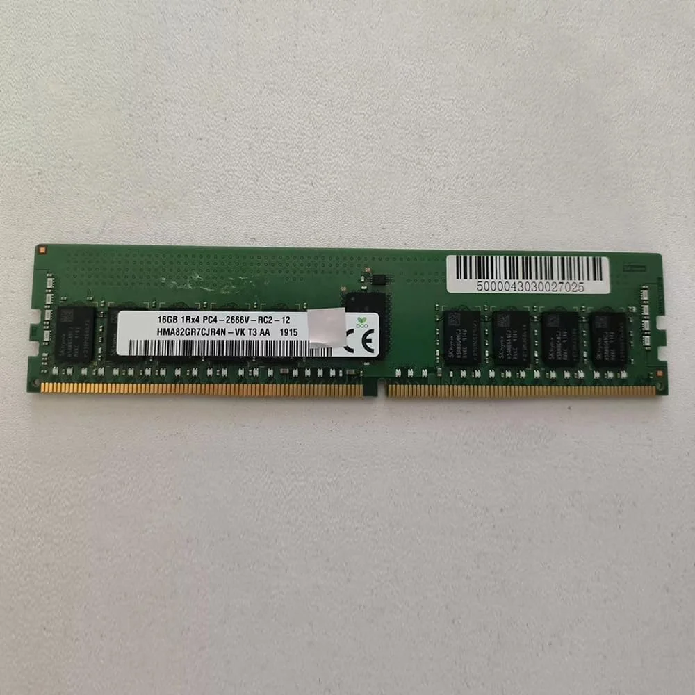 یک عدد رم سرور SKhynix مدل HMA82GR7CJR4N-VK با ظرفیت 16 گیگابایت، تک ردیفه، 2666 DDR4 REG ECC