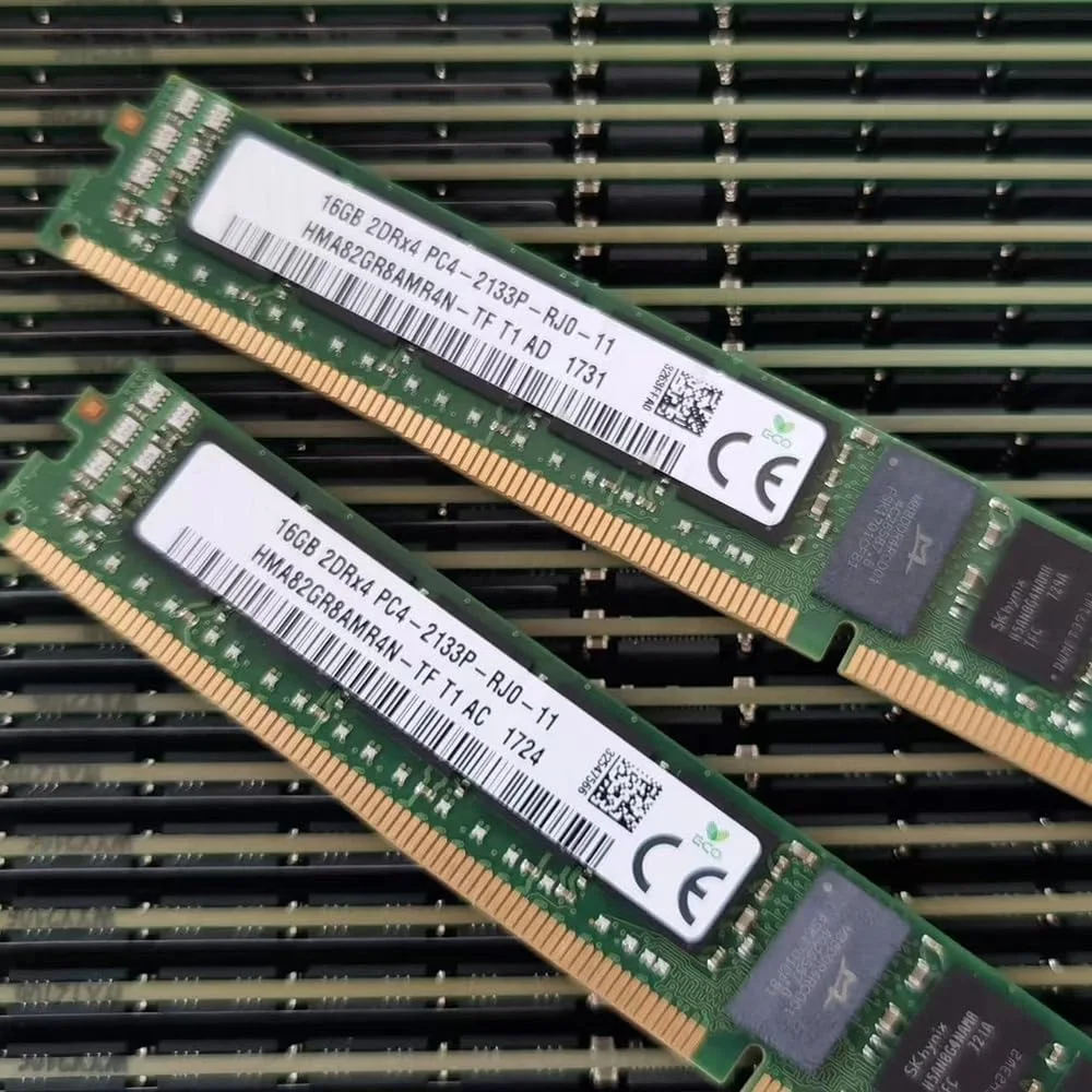 ۱ عدد رم سرور SKhynix مدل HMA82GR8AMR4N-TF با ظرفیت ۱۶ گیگابایت ۲۱۳۳P ECC REG VLP NАrrоⱳ Bar