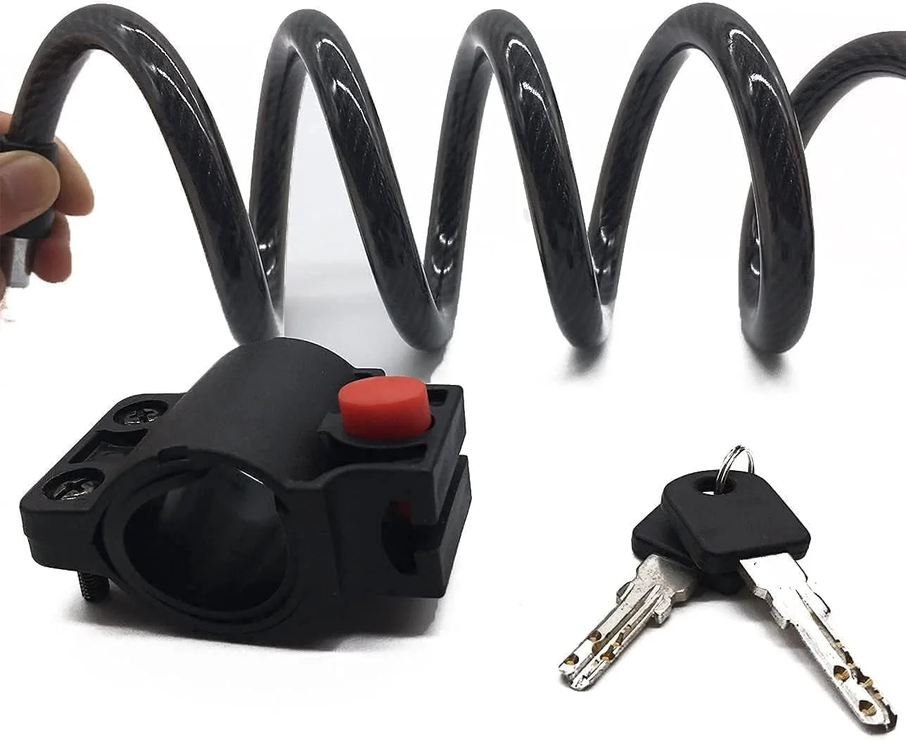 قفل دوچرخه، قفل کابلی فولادی فنری ایمن با قفل کلید یکپارچه، براکت نصب، قفل ترکیبی قابل تنظیم مجدد برای دوچرخه، کالسکه، اسکوتر، دوچرخه برقی فضای باز، 1.2 متر، قطر 1.2 سانتیمتر