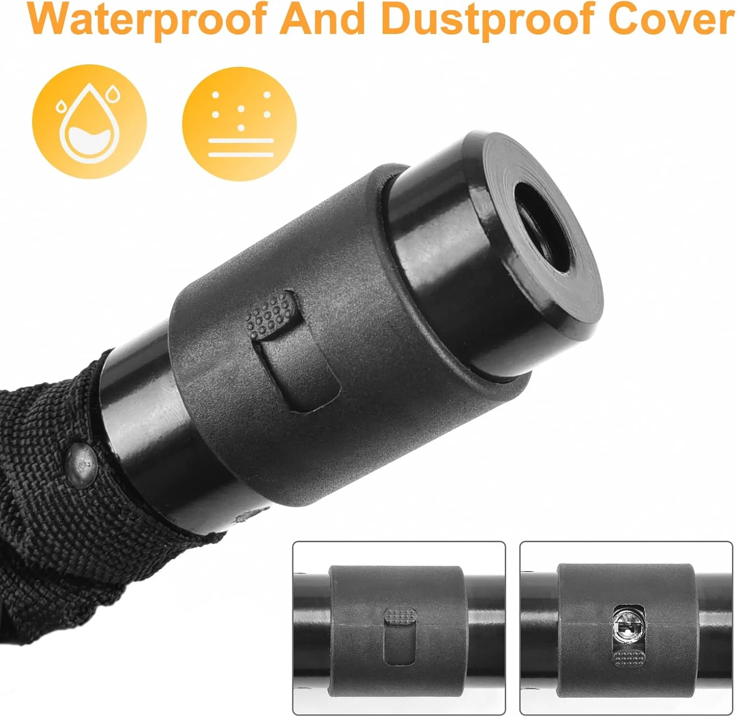 قفل زنجیری دوچرخه با کلید، طول 100 سانتی متر، ضد سرقت، چرخش 360 درجه، قفل زنجیری مشکی برای دوچرخه/موتورسیکلت/در/دروازه/حصار