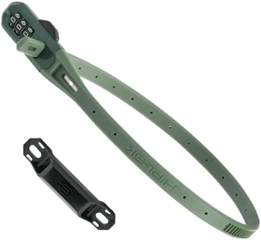 قفل دوچرخه/قفل کلاه موتور سیکلت Hiplok Z LOK COMBO - سبز. کد 3 رقمی. هسته فولادی و طول قفل شونده 45 سانتی متر. دارای بست اختیاری