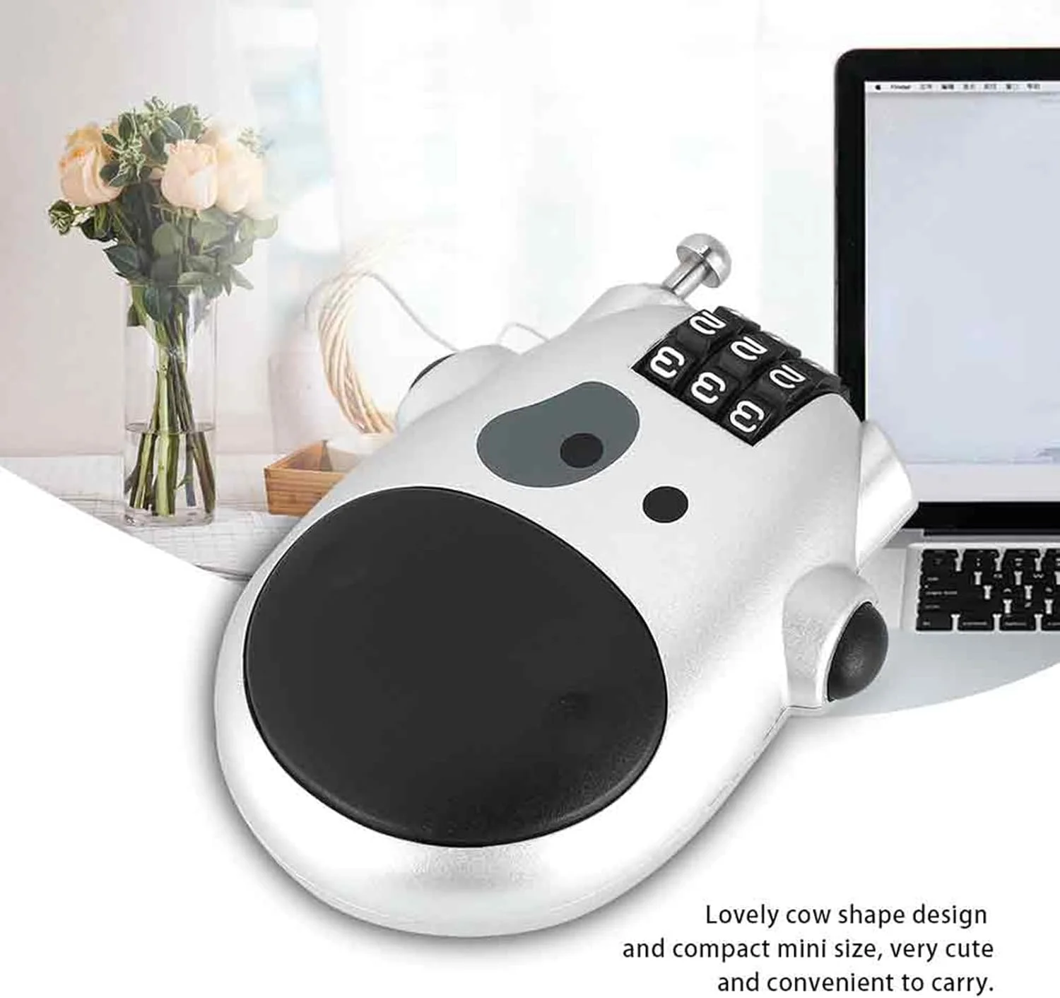 قفل کابلی جمع‌شونده کوچک و زیبا، قفل سیمی جمع‌شونده قابل تنظیم، قفل کابلی مسافرتی برای قفل کردن دوچرخه، چمدان، کلاه ایمنی، کوله پشتی، کابل 90 سانتی‌متری، 7.1x5.3x1.5 سانتی‌متر