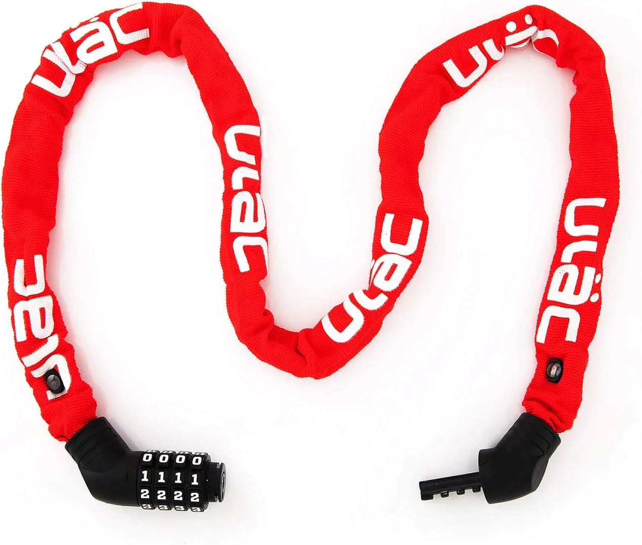 قفل زنجیری ترکیبی Ulac Street Fighter Neo، قفل ضد سرقت دوچرخه با رمز 4 رقمی قابل تنظیم، 5 میلی متر در 100 سانتی متر، قرمز