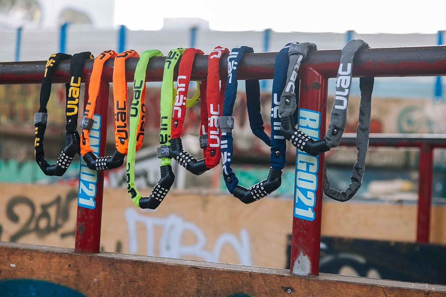 قفل زنجیری ترکیبی Ulac Street Fighter Neo، قفل ضد سرقت دوچرخه با رمز 4 رقمی قابل تنظیم، 5 میلی متر در 100 سانتی متر، قرمز