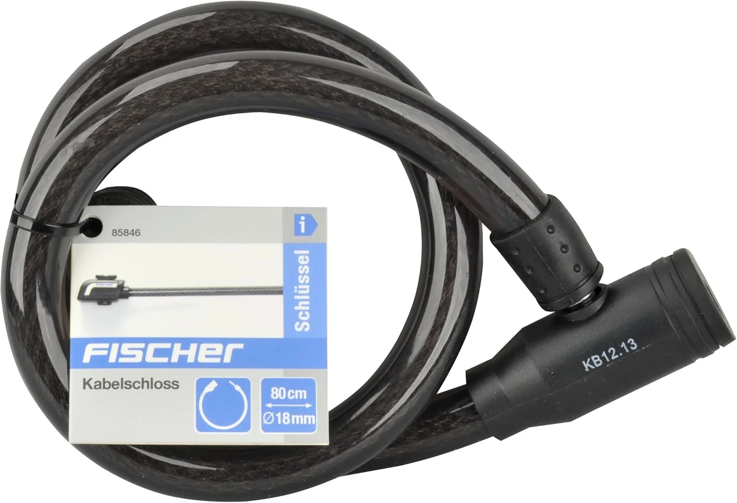 قفل کابلی فیشر، قطر ۱۸ میلی‌متر، مشکی، ۸۰ سانتی‌متر، ۸۵۸۴۶