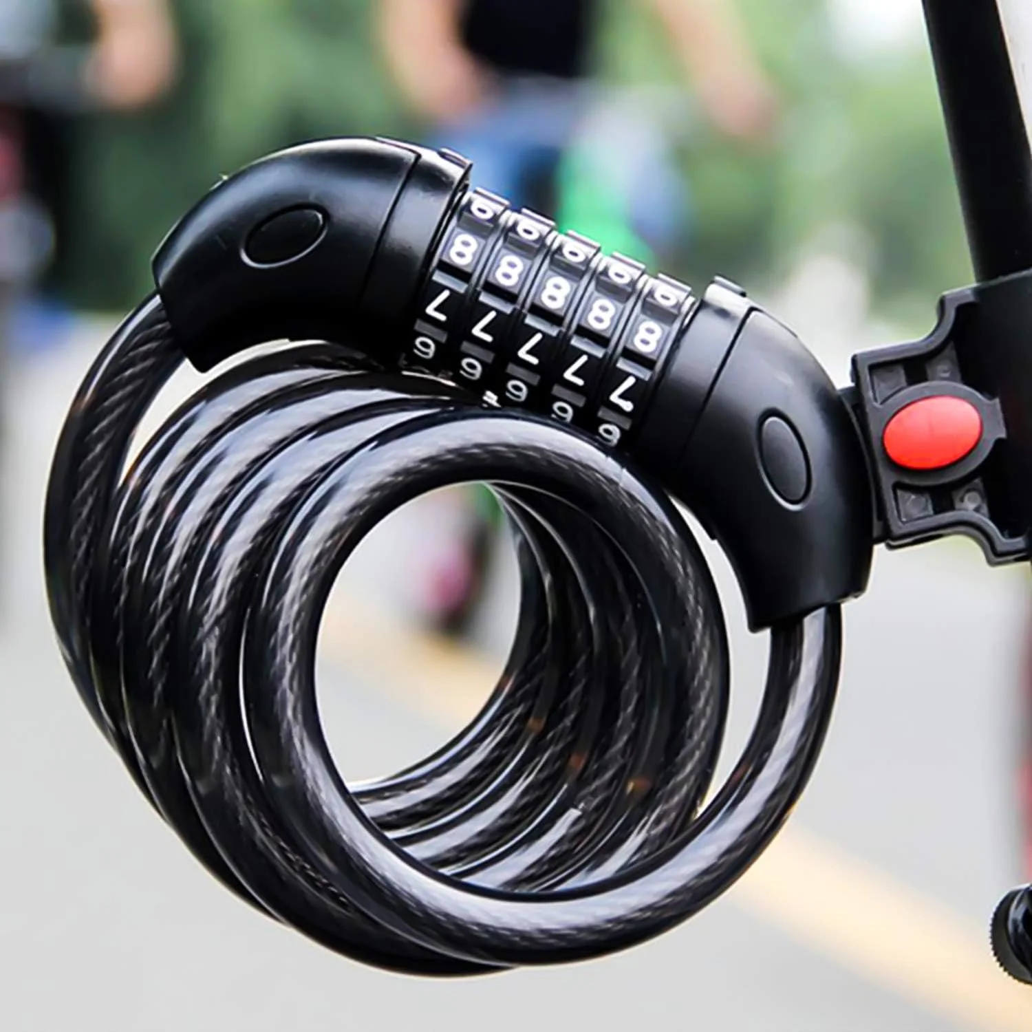 قفل دوچرخه سیم جمع شو رمزدار 5 رقمی ای وینر 1.2 متری - مشکی
