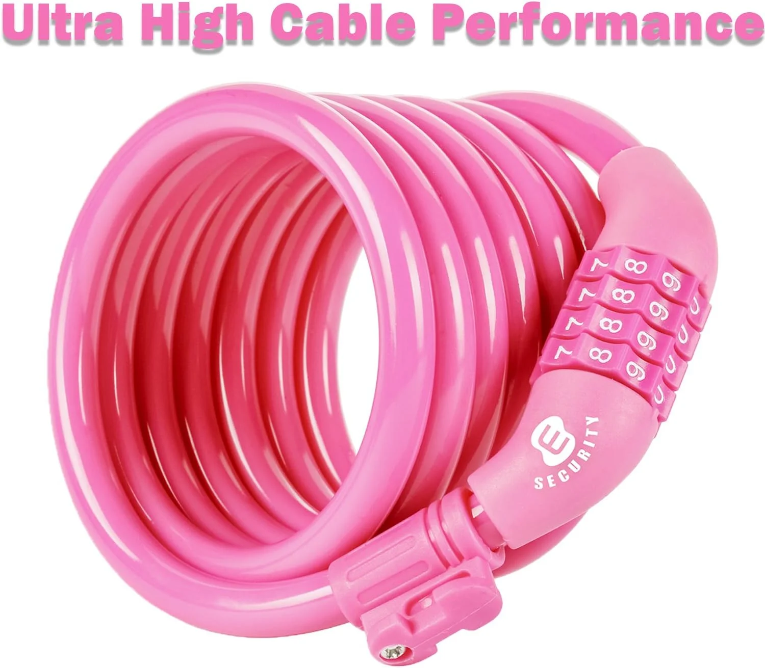 قفل کابلی دوچرخه ترکیبی قابل تنظیم مجدد ETRONIC M6، طول 1.85 متر، صورتی