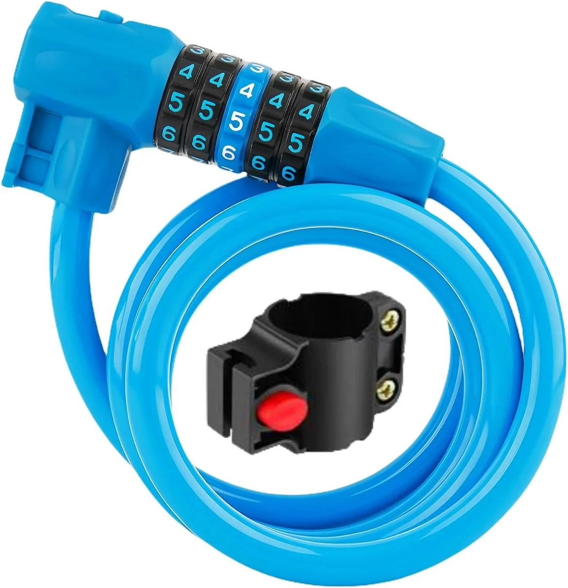 قفل ضد سرقت دوگانه دوچرخه Fay Bless - مناسب جاده/کوهستان، رمز پنج رقمی، حلقه کابل فولادی (قفل آبی بدون چراغ) قفل ضد سرقت دوگانه دوچرخه Fay Bless - مناسب جاده/کوهستان، رمز پنج رقمی، حلقه کابل فولادی (قفل آبی بدون چراغ)