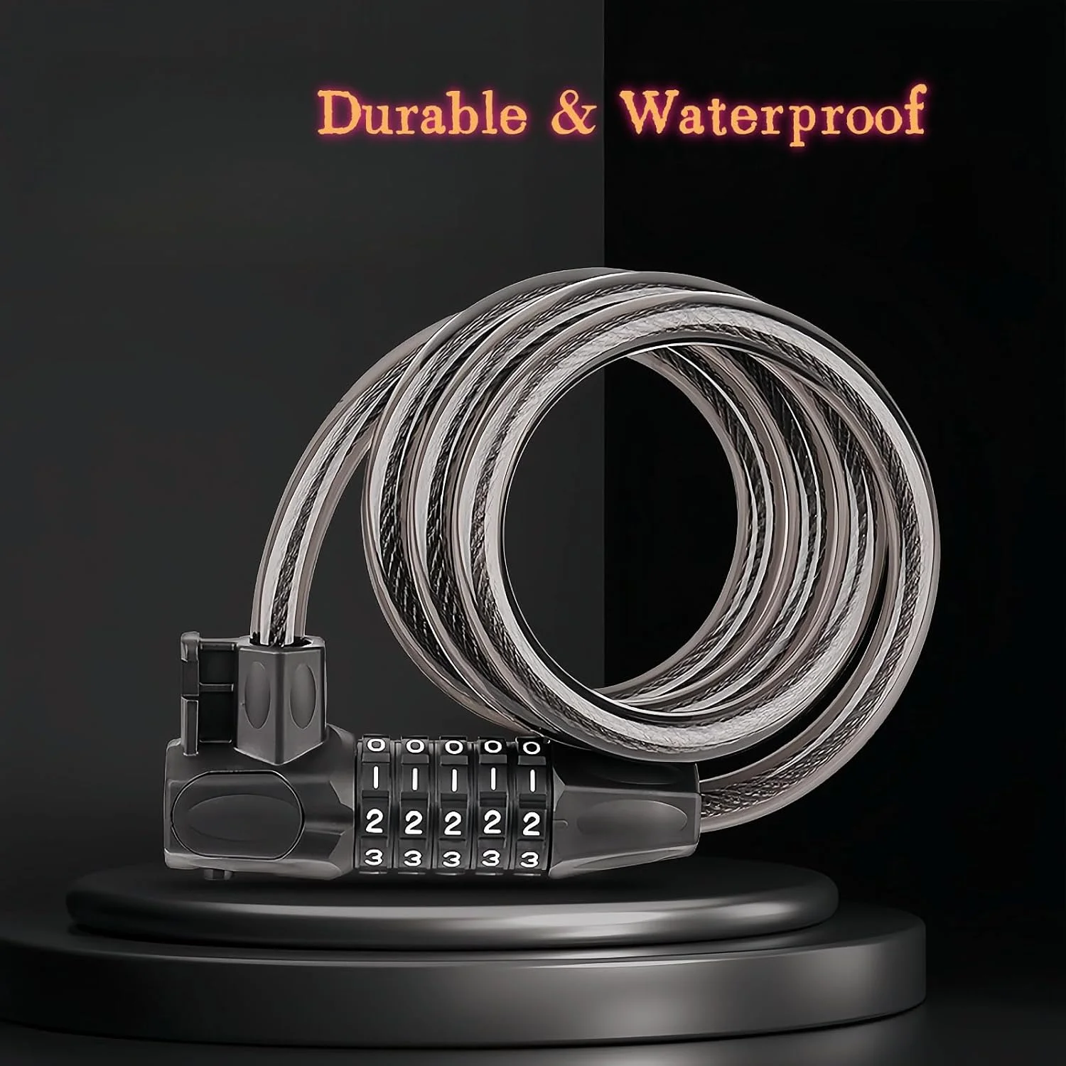 قفل ضد سرقت دوگانه دوچرخه Fay Bless - مناسب جاده/کوهستان، رمز پنج رقمی، حلقه کابل فولادی (قفل آبی بدون چراغ)