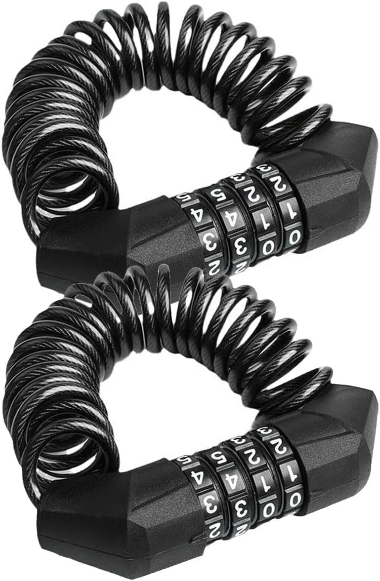 قفل کابل دوچرخه 1.4 متری، قفل زنجیره ای 4 رقمی ضد سرقت دوچرخه، قفل های دوچرخه قابل تنظیم مجدد برای اسکوتر، درب، دروازه، حصار و کلاه ایمنی موتور سیکلت (2 عدد) قفل کابل دوچرخه 1.4 متری، قفل زنجیره ای 4 رقمی ضد سرقت دوچرخه، قفل های دوچرخه قابل تنظیم مجدد برای اسکوتر، درب، دروازه، حصار و کلاه ایمنی موتور سیکلت (2 عدد)