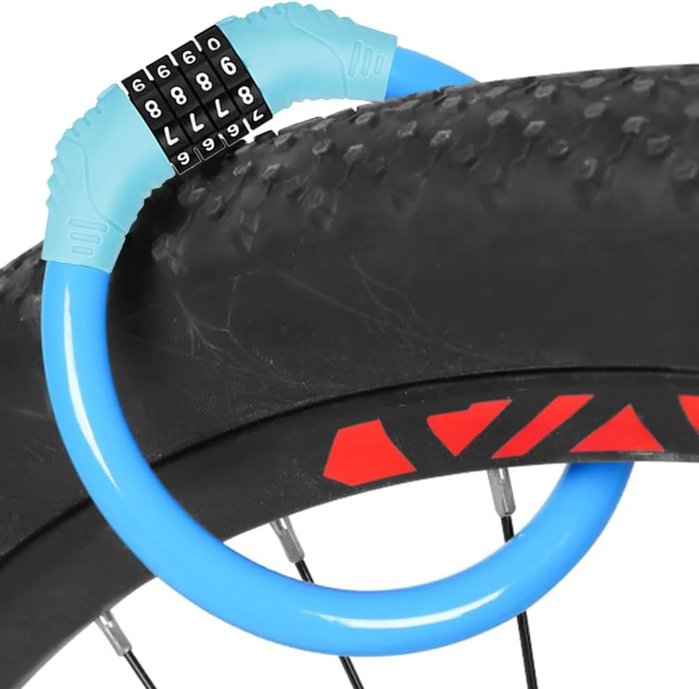 قفل دوچرخه رمزدار 4 رقمی با امنیت بالا، قفل دوچرخه رمزدار قابل تنظیم مجدد، قفل ضد سرقت قابل حمل برای دوچرخه و موتور سیکلت (نارنجی)