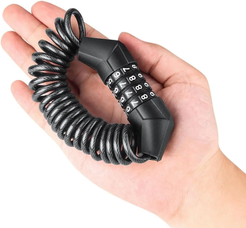 قفل کابل دوچرخه 1.4 متری، قفل زنجیره ای 4 رقمی ضد سرقت دوچرخه، قفل های دوچرخه قابل تنظیم مجدد برای اسکوتر، درب، دروازه، حصار و کلاه ایمنی موتور سیکلت (2 عدد)