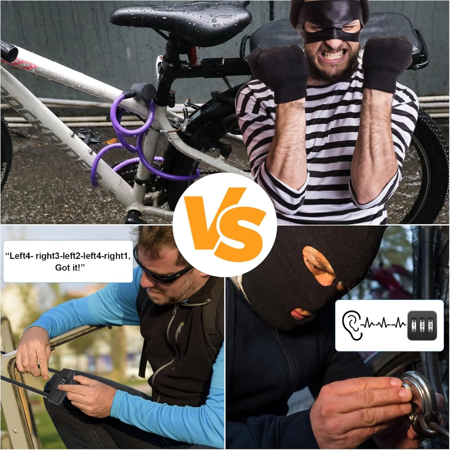 قفل کابلی الکترونیکی دوچرخه eLinkSmart با اثر انگشت، اپلیکیشن موبایل و بلوتوث، طول 150 سانتی متر، ضد آب، بدون کلید، بنفش