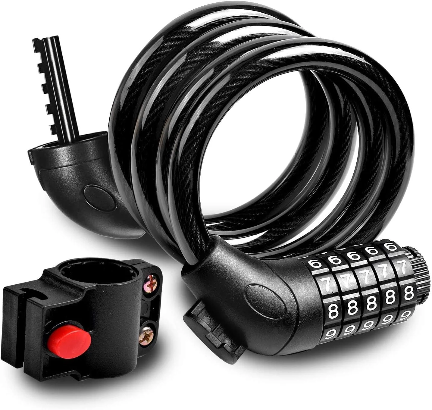 قفل دوچرخه ترکیبی 120 سانتی‌متری/12 میلی‌متری، قفل کابلی ترکیبی سنگین دوچرخه با کد 5 رقمی قابل تنظیم مجدد برای دوچرخه/موتور/در/دروازه/حصار