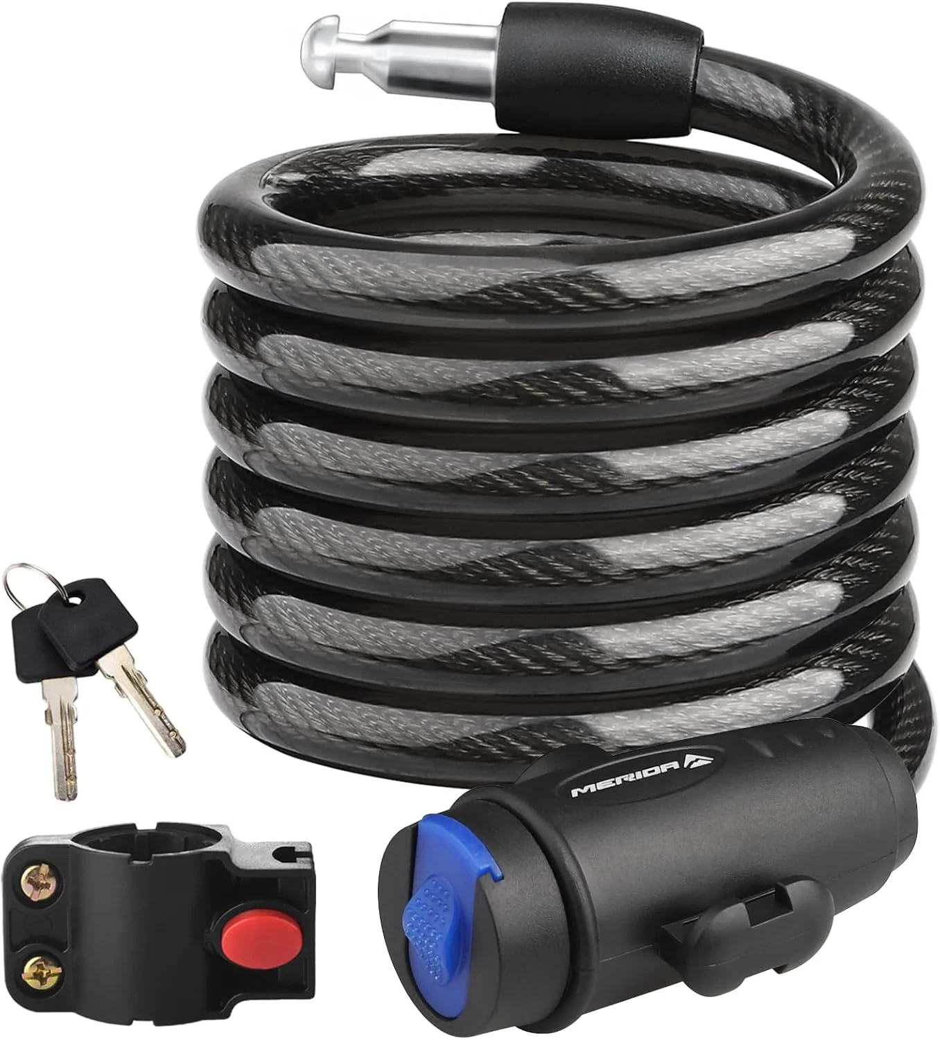 قفل دوچرخه Diyife، کابل قفل دوچرخه [نسخه بلند - 1.8 متر]، قفل ضد سرقت دوچرخه در فضای باز با 2 کلید، قفل کابل دوچرخه سنگین و مقاوم در برابر آب و هوا با براکت نصب مناسب برای دوچرخه، موتور سیکلت، اسکوتر