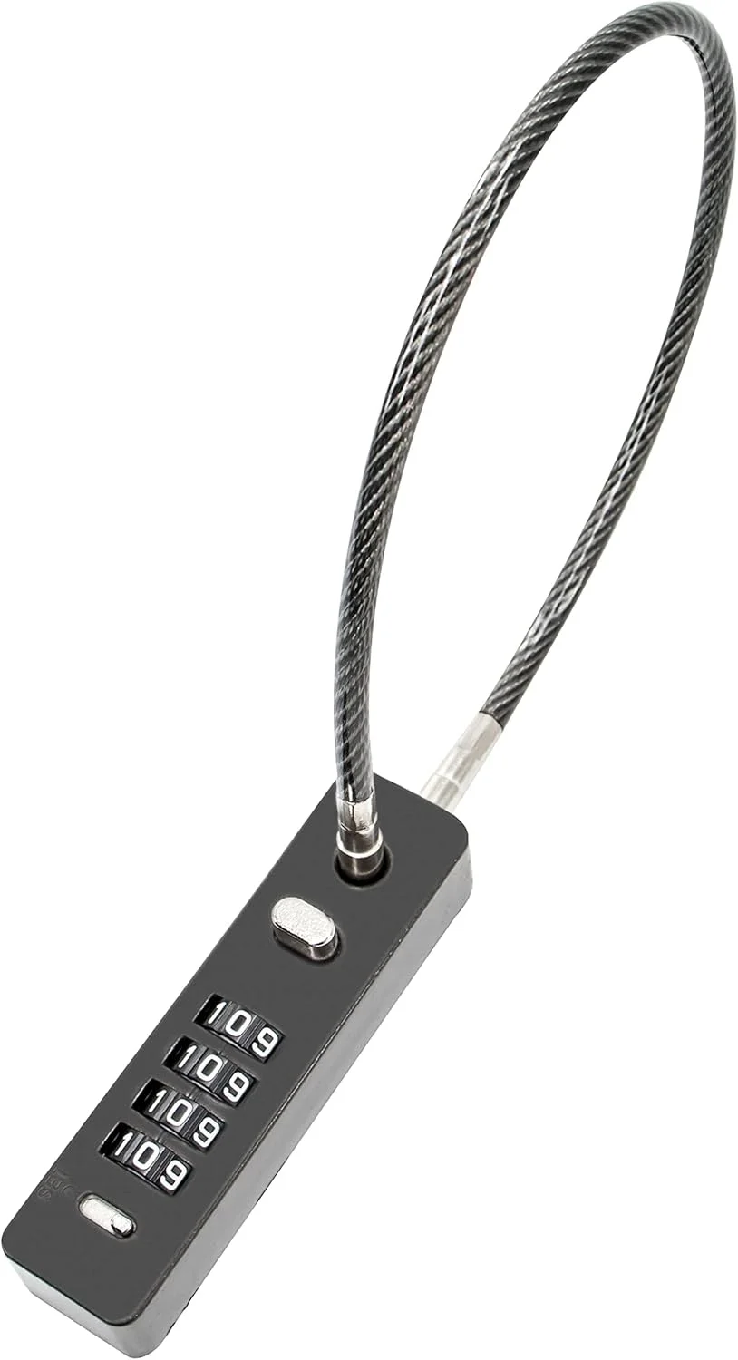 قفل کابلی ترکیبی، قفل چمدان کابلی فولادی امنیتی، قفل دوچرخه ضد آب و هوا با کد قابل تنظیم مجدد، فولاد بافته شده با روکش ضد سرقت، قفل کابلی ضد آب برای دوچرخه سواری، مشکی کلاه ایمنی (1.96 فوت 5 میلی متر)