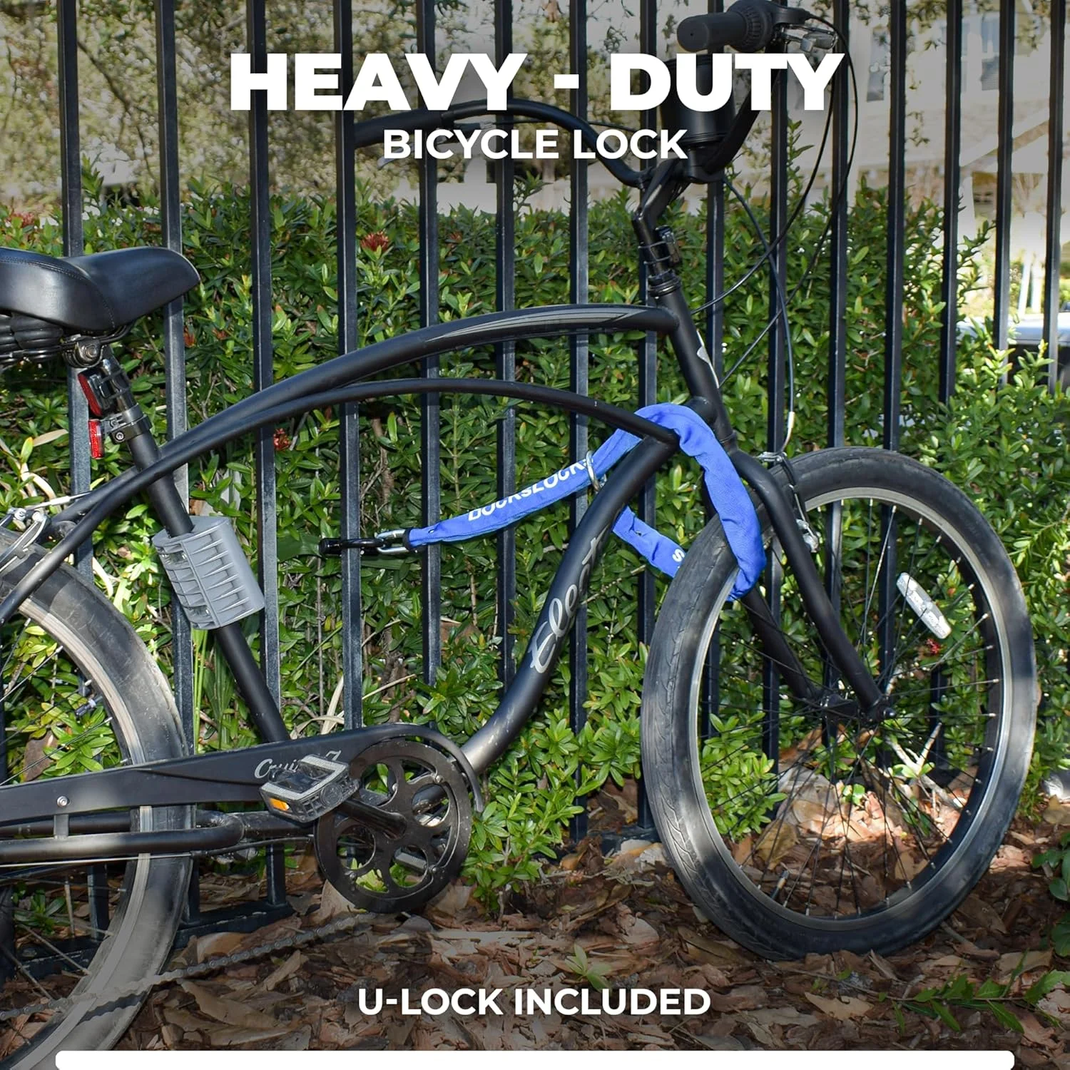 زنجیر امنیتی سنگین وظیفه DocksLocks مدل Cinch با ضخامت 8 میلی متر - (در اندازه های 3، 6 یا 10 فوت) - مقاوم در برابر آب و هوا و برش، ساخته شده از آلیاژ کروم فولاد کربنی سخت شده به همراه قفل U شکل کوتاه برای دوچرخه، موتورسیکلت، ATV (10 فوت)