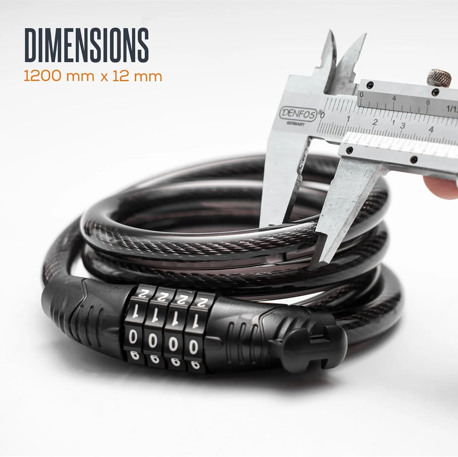 قفل دوچرخه رمزدار 4 رقمی | 1.2 متر در 12 میلی متر | قفل های دوچرخه سنگین با امنیت بالا به همراه بست نصب - قفل ضد سرقت دوچرخه برای موتورسیکلت، درب حصار، سوله، تریلر - مقاوم در برابر آب و هوا