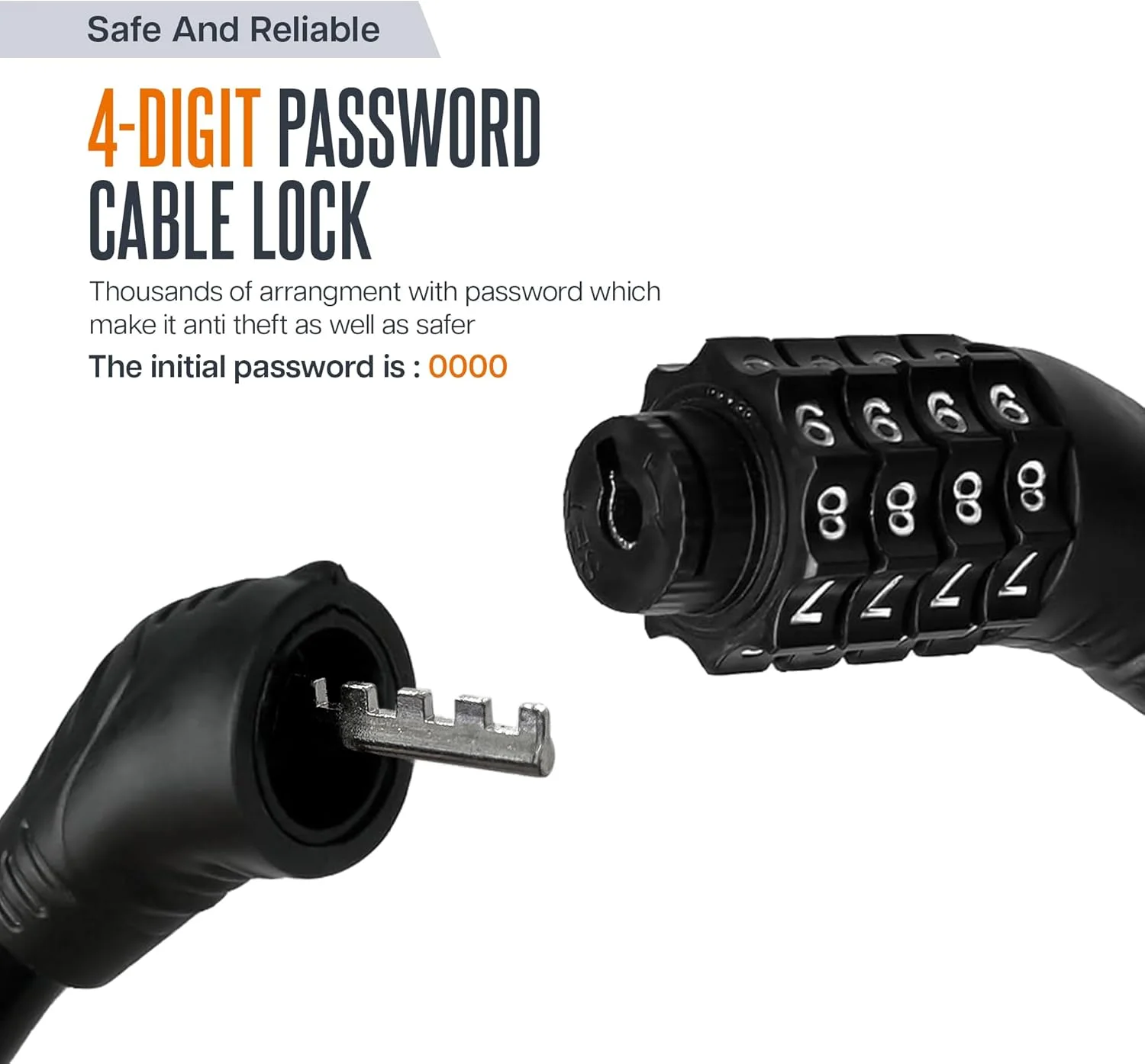 قفل دوچرخه رمزدار 4 رقمی | 1.2 متر در 12 میلی متر | قفل های دوچرخه سنگین با امنیت بالا به همراه بست نصب - قفل ضد سرقت دوچرخه برای موتورسیکلت، درب حصار، سوله، تریلر - مقاوم در برابر آب و هوا