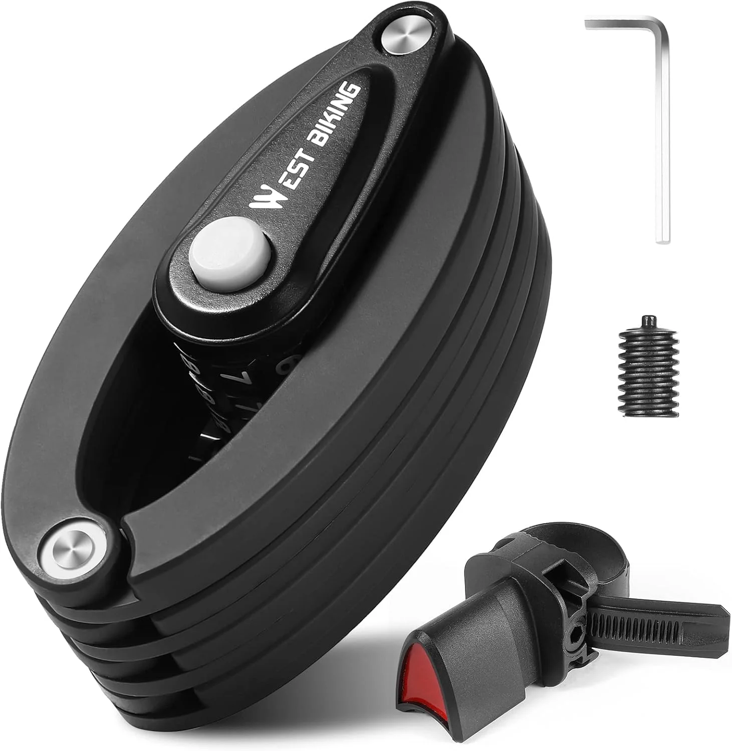 قفل تاشو دوچرخه، قفل ترکیبی 4 رقمی ضد سرقت دوچرخه، قفل تاشو سنگین دوچرخه با سطح امنیت 6، قفل دوچرخه قوی 2.8 فوت، قفل زنجیره ای ایمنی دوچرخه با براکت