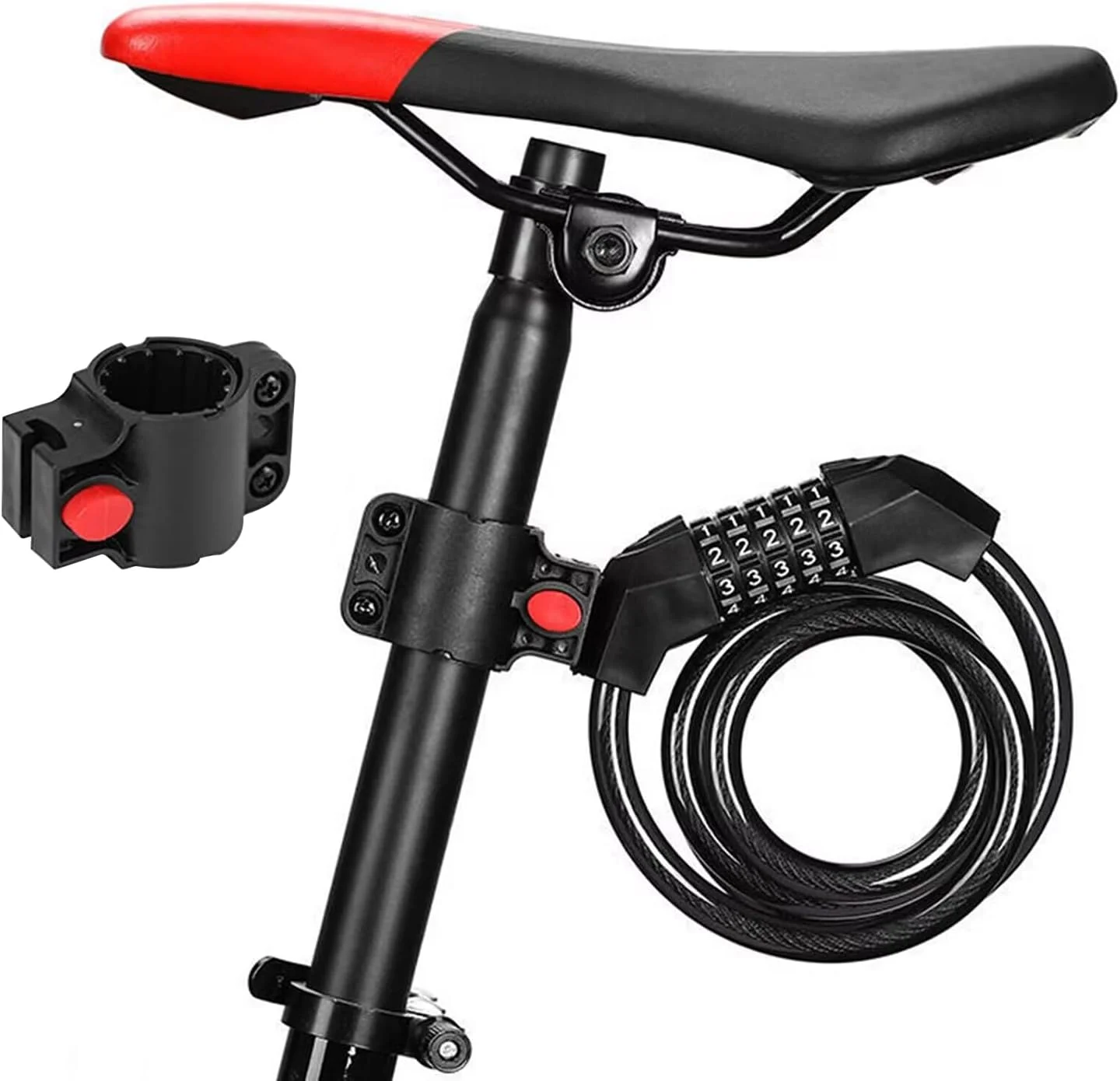 قفل دوچرخه، کابل قفل دوچرخه، قفل ضد سرقت دوچرخه، قفل کابلی ضد سرقت، قفل ترکیبی 5 رقمی قابل تنظیم مجدد با براکت نصب برای تجهیزات فضای باز