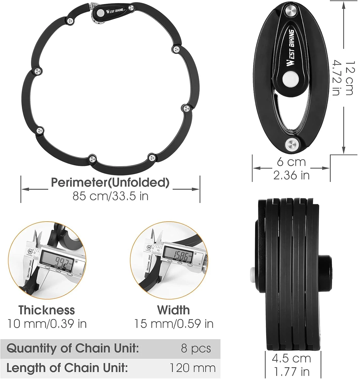 قفل تاشو دوچرخه، قفل ترکیبی 4 رقمی ضد سرقت دوچرخه، قفل تاشو سنگین دوچرخه با سطح امنیت 6، قفل دوچرخه قوی 2.8 فوت، قفل زنجیره ای ایمنی دوچرخه با براکت