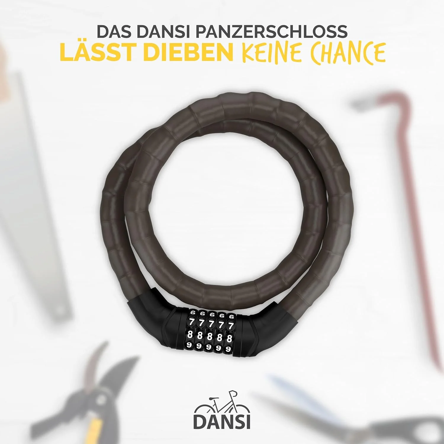 قفل زرهی دوچرخه DANSI با قفل ترکیبی ۵ رقمی