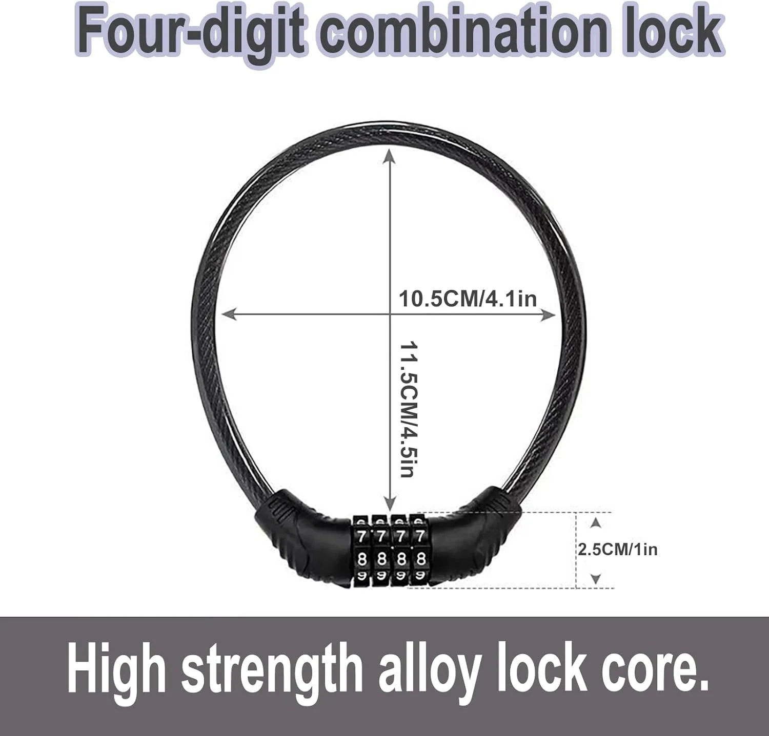 قفل کابل دوچرخه CUIWEI، زنجیر قفل دوچرخه ضد سرقت سنگین، قفل رمزدار قابل حمل، قفل ترکیبی دوچرخه، قفل کابل دوچرخه با رمز 4 رقمی قابل تنظیم مجدد برای دوچرخه، 16 اینچ، 2 عدد