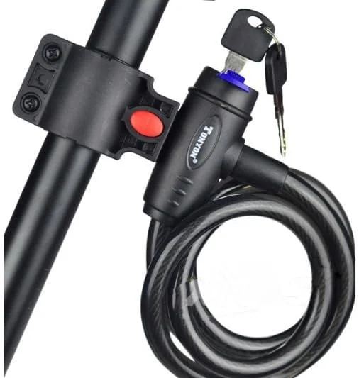 قفل دوچرخه کابل ضخیم 1/2 اینچی فنری قفل ایمن دوچرخه با کلید ضد سرقت سنگین - همراه با پایه قفل