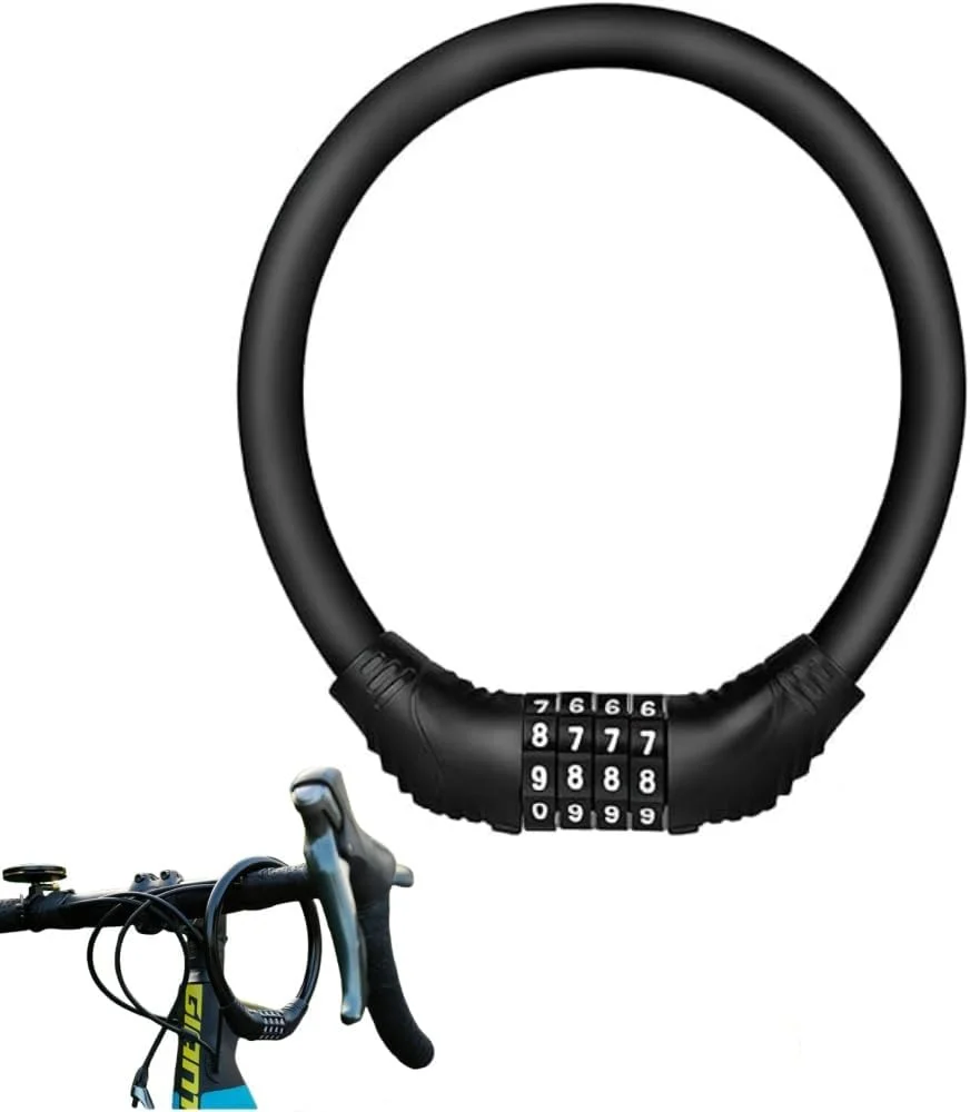 قفل دوچرخه ترکیبی 4 رقمی، قفل های دوچرخه قابل حمل، لوازم جانبی دوچرخه، قفل دوچرخه مشکی ضد سرقت، قفل زنجیره ای دوچرخه، برای موتور سیکلت، دوچرخه کوهستانی، دوچرخه، اسکوتر، تجهیزات فضای باز