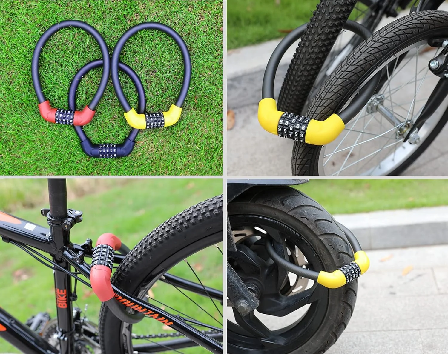 قفل کابلی ترکیبی Chesoon، قفل کابل فولادی ضخیم تابیده شده با رمز عبور 5 رقمی قابل تنظیم مجدد، ضد گرد و غبار، ضد آب، پوشش محافظ PVC، نسخه استاندارد 40 سانتی متری قرمز