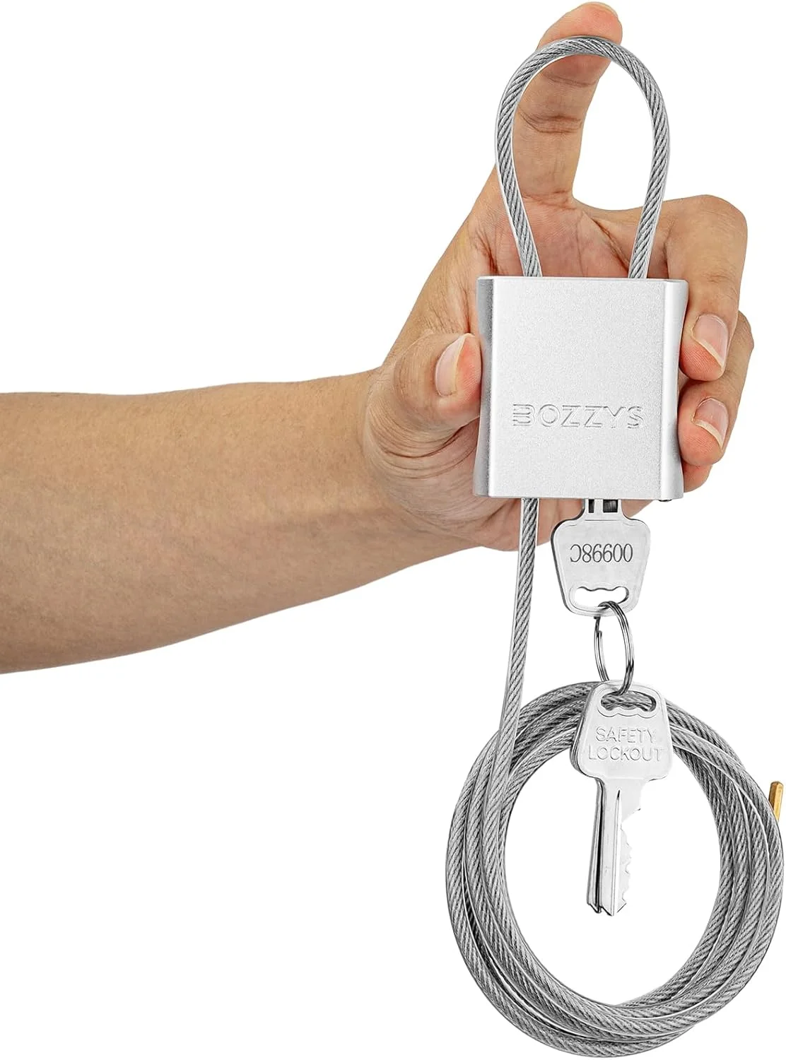 قفل کابلی قابل تنظیم با 3 کلید | کابل فولادی آلومینیومی 2 متری در قطر 4 میلی متر برای دوچرخه، دروازه، کمدهای رختکن و تجهیزات فضای باز | کلیدهای متفاوت و نقره ای