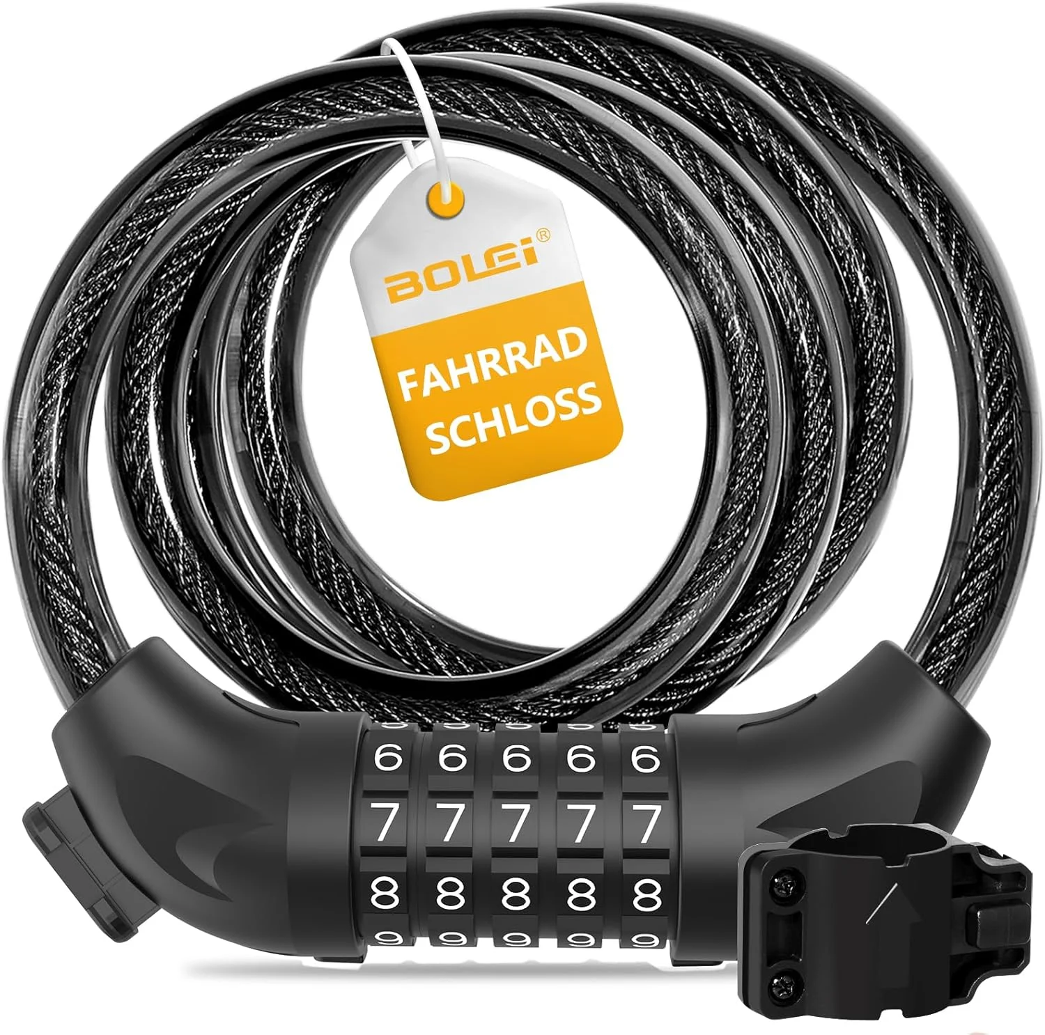 قفل دوچرخه با رمز ترکیبی 12 میلی‌متر/120 سانتی‌متر | قفل کابلی ضد سرقت دوچرخه با رمز 5 رقمی | قفل کابلی ترکیبی ضد آب برای دوچرخه، دوچرخه برقی، کالسکه، نردبان، باربیکیو