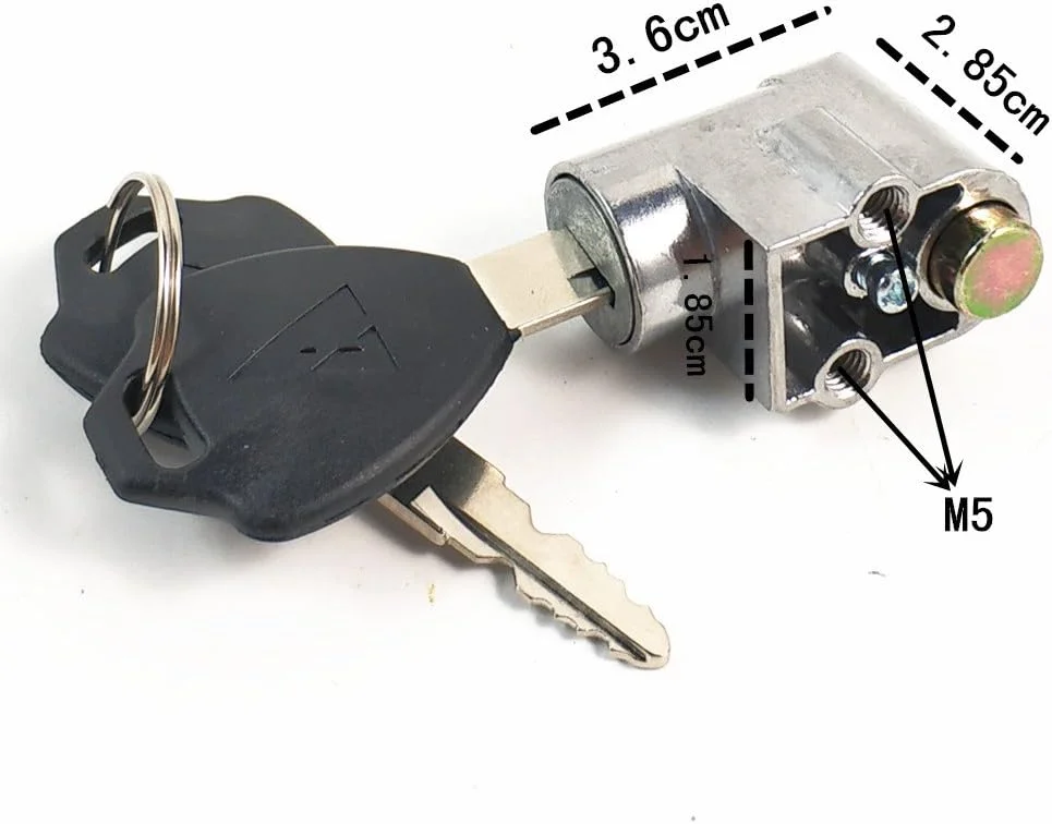 قفل همراه با 2 کلید، مناسب برای دوچرخه برقی، اسکوتر، جعبه ایمنی، صندوق قفل دار