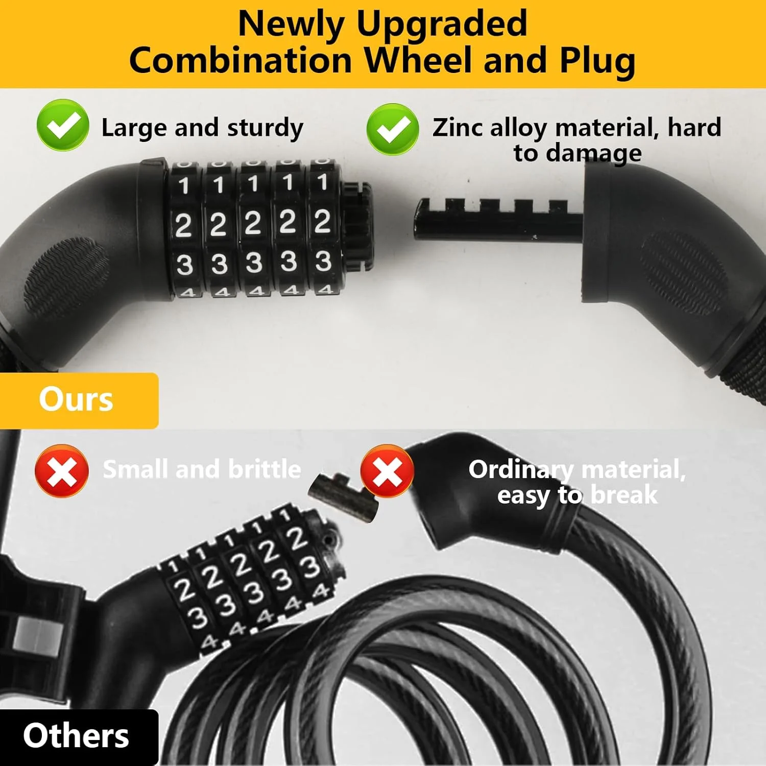 قفل دوچرخه با امنیت بالا 110 سانتی متر در 6 میلی متر قفل ترکیبی دوچرخه قفل زنجیری دوچرخه قفل دوچرخه با کد ترکیبی 5 رقمی برای دوچرخه برقی قفل موتور سیکلت قفل دوچرخه