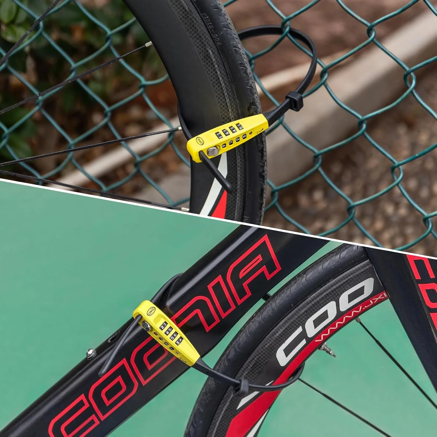 قفل کابلی دوچرخه (2 عدد - زرد، 45 سانتی متر)