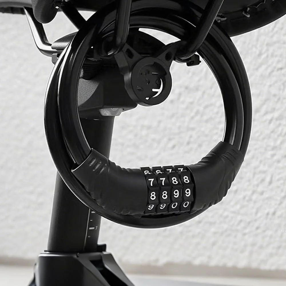 قفل دوچرخه، قفل کابل فولادی ضخیم تر برای دوچرخه کوهستان، قفل ضد برش و ضد سرقت آلیاژی برای دوچرخه های کوهستانی، جاده ای و اسکوتر، مشکی