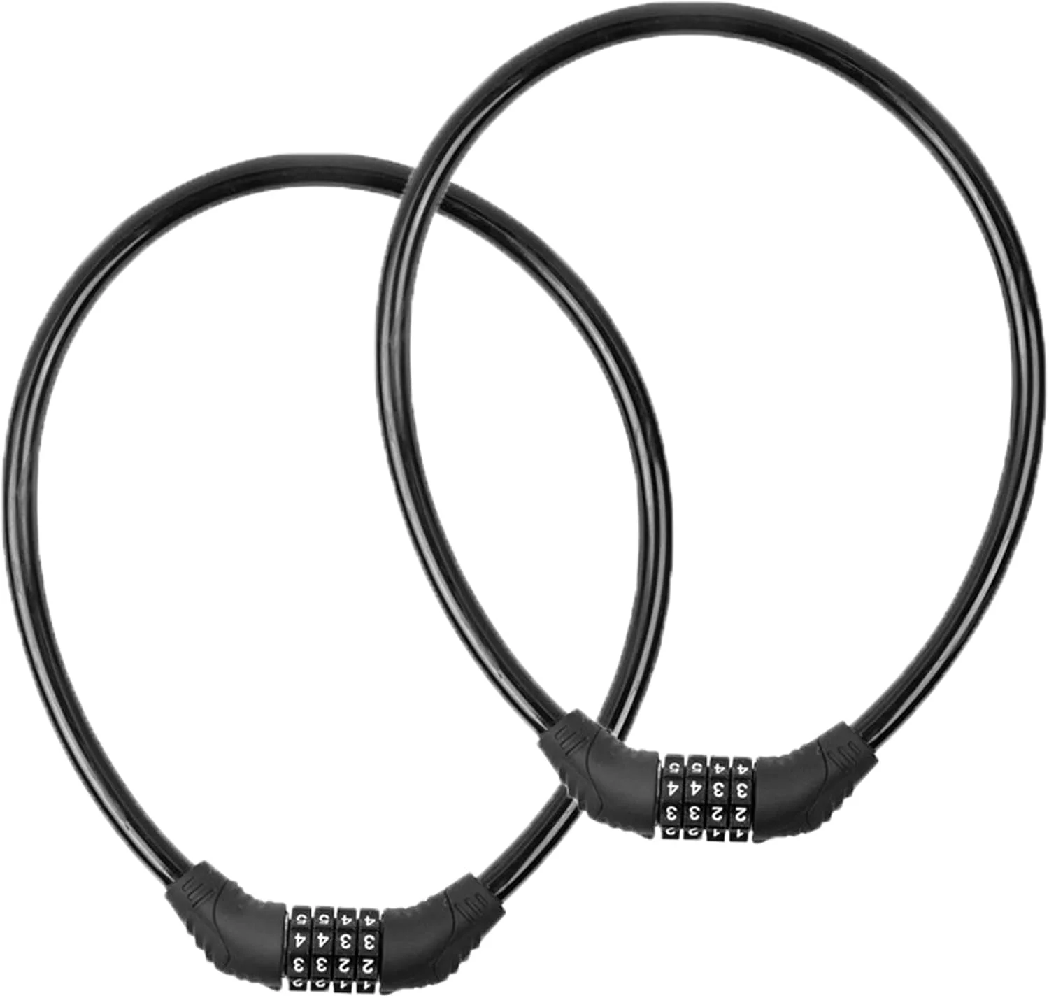 قفل کابل دوچرخه 2 عددی، زنجیر قفل ضد سرقت دوچرخه، قفل ترکیبی 4 رقمی قابل تنظیم مجدد، قفل ترکیبی خود جمع شونده بدون براکت نصب، 2 فوت در 1/2 اینچ (مشکی)