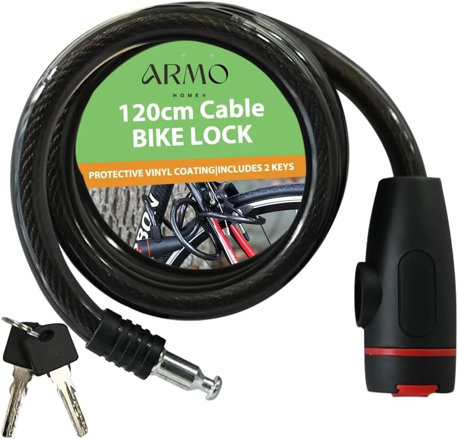قفل دوچرخه Armo، قفل سنگین دوچرخه با براکت نصب و کابل قفل برای اسکوتر، دوچرخه، درب با 2 عدد کلید قفل