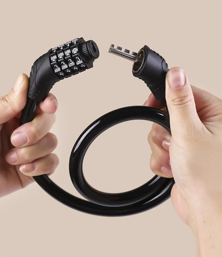 قفل دوچرخه، قفل کابل فولادی ضخیم تر برای دوچرخه کوهستان، قفل ضد برش و ضد سرقت آلیاژی برای دوچرخه های کوهستانی، جاده ای و اسکوتر، مشکی