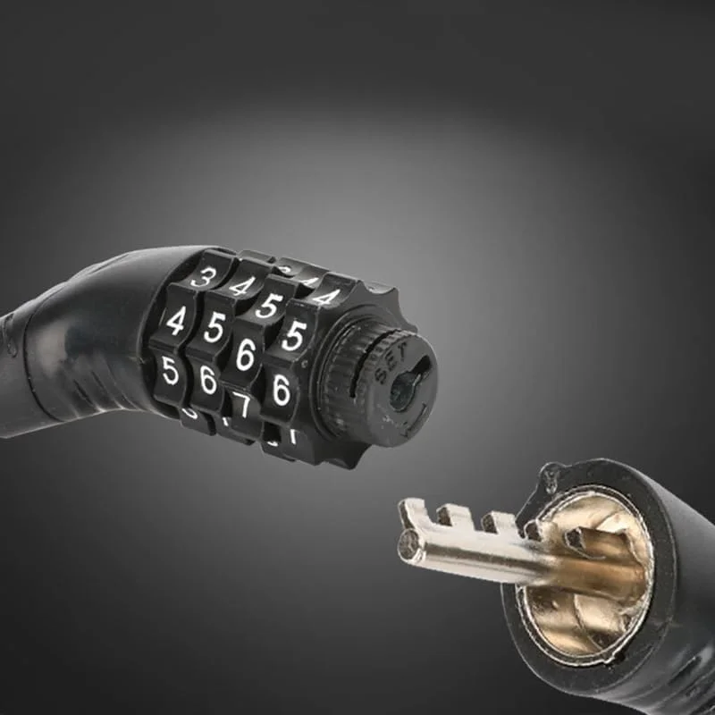 قفل دوچرخه، قفل کابل فولادی ضخیم تر برای دوچرخه کوهستان، قفل ضد برش و ضد سرقت آلیاژی برای دوچرخه های کوهستانی، جاده ای و اسکوتر، مشکی