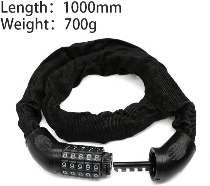 قفل زنجیری دوچرخه، قفل دوچرخه با سیم فولادی 5 رقمی، قفل های امنیتی و قابل حمل دوچرخه