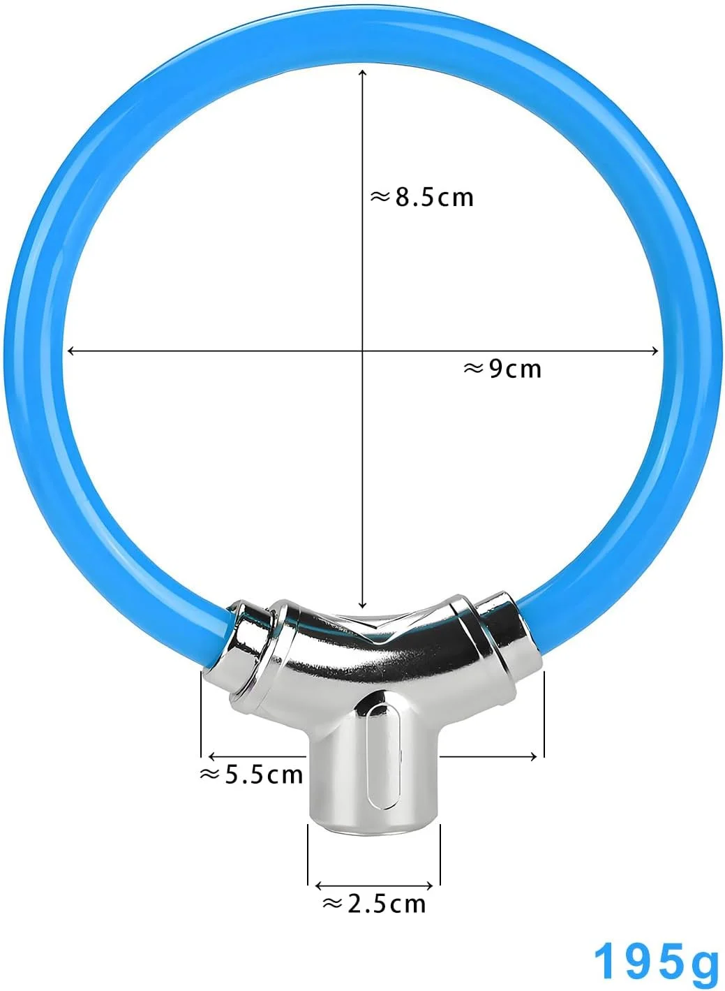 قفل کابلی دوچرخه، کابل فولادی آبی با کلید، قفل ایمنی