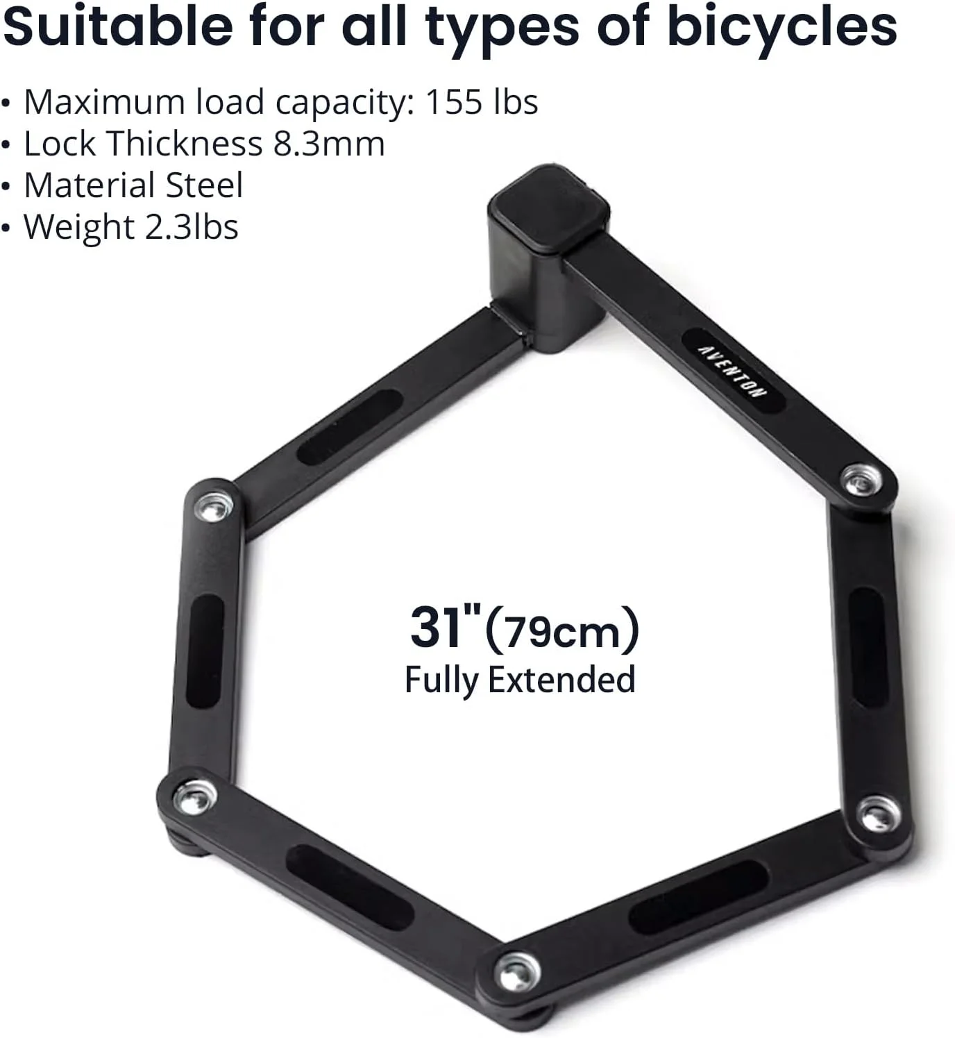 قفل تاشو، قفل دوچرخه فوق سنگین ضد سرقت با میله های فولادی ضخیم 8.5 میلی متری، قفل دوچرخه با کلید برای دوچرخه های برقی و دوچرخه های سنگین