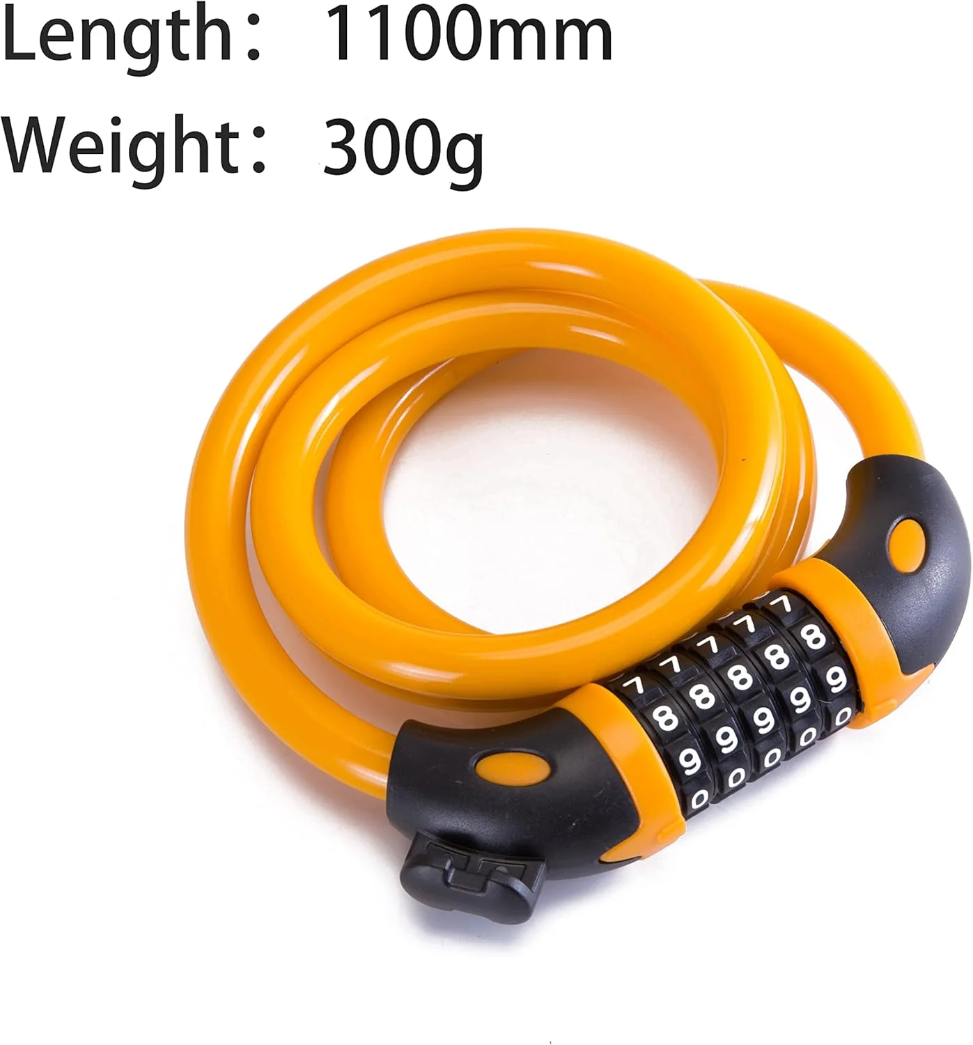 قفل زنجیری دوچرخه، قفل 5 رقمی با هسته فولادی و سیم فولادی، قفل دوچرخه ایمن و قابل حمل، 1.1 متر در 1/2 اینچ (نارنجی)