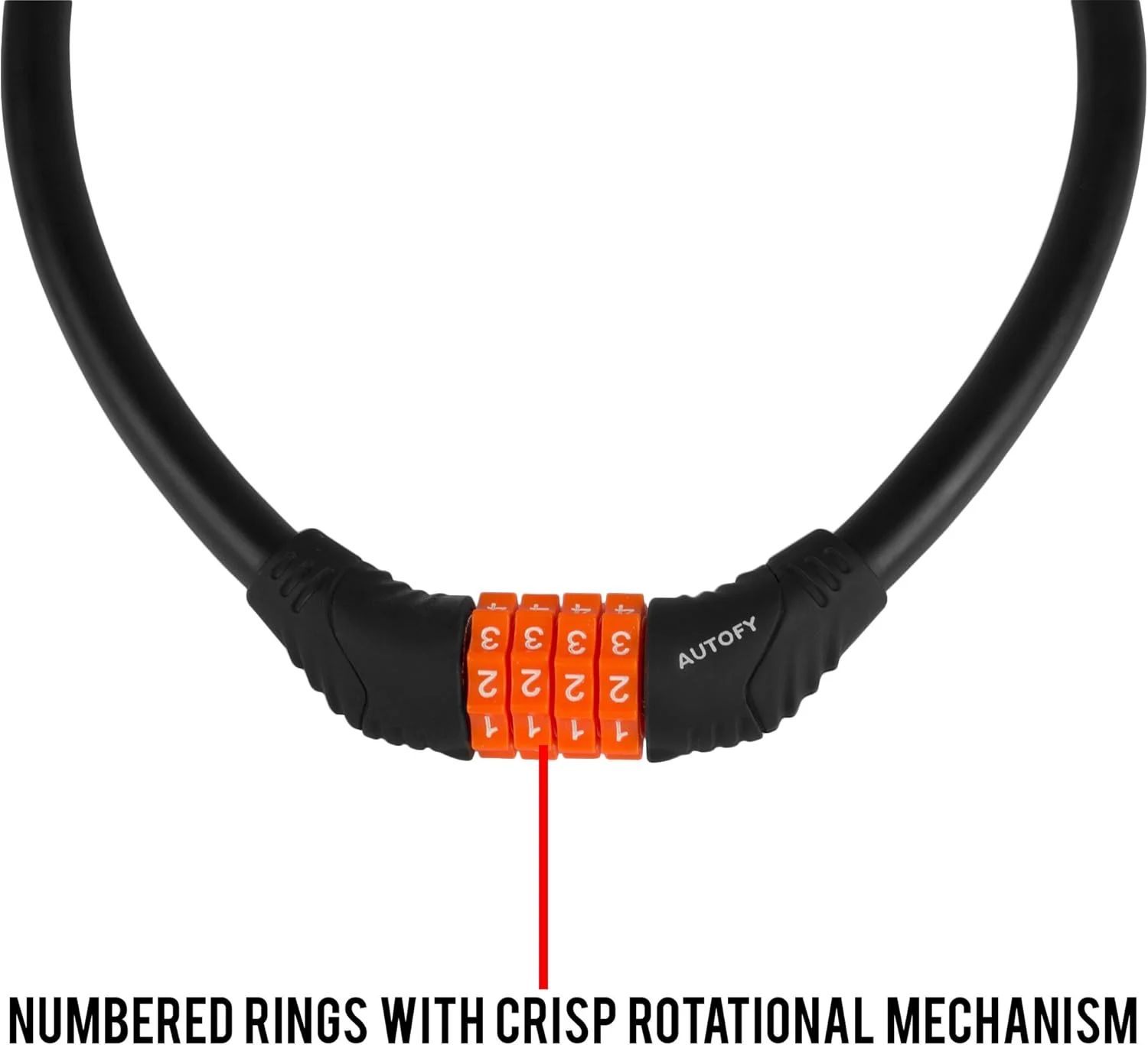 قفل شماره ای 4 رقمی مقاوم Autofy، قفل کلاه کاسکت چند منظوره، قفل دوچرخه، قفل ترکیبی قابل تنظیم (مشکی و نارنجی - نسل دوم ارتقا یافته)